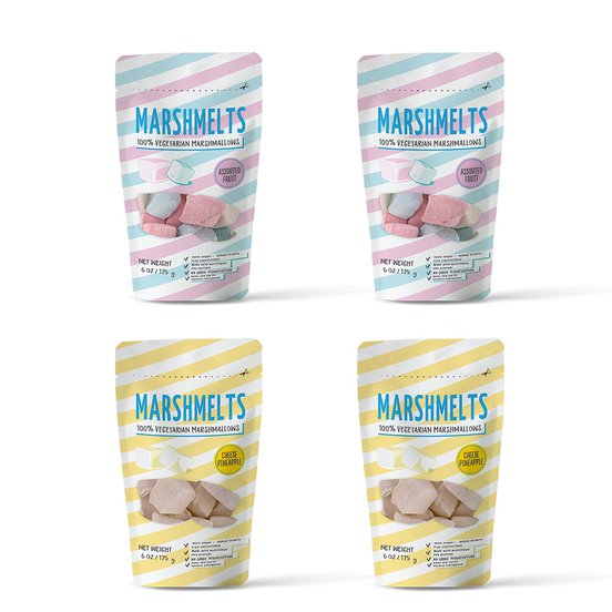 Assorted Fruit & Cheese Pineapple | 175 grams x 4 Packs | Veg Marshmallow | Marshmelts