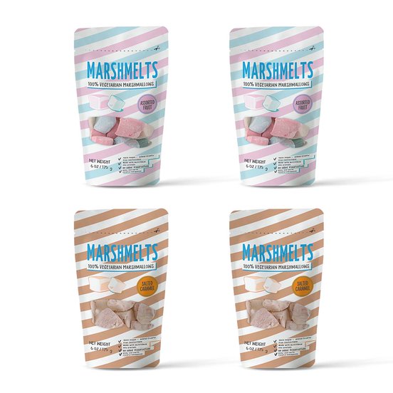 Assorted Fruit & Salted Caramel |  175 grams x 4 Packs | Veg Marshmallow | Marshmelts