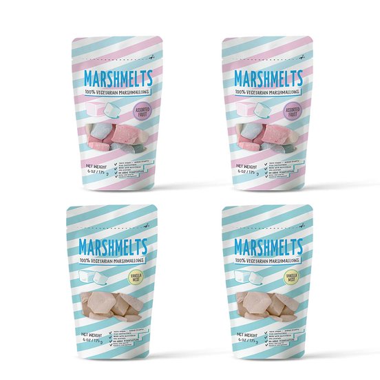 Vanilla Mist & Assorted Fruit | 175 grams x 4 Packs | Veg Marshmallow | Marshmelts