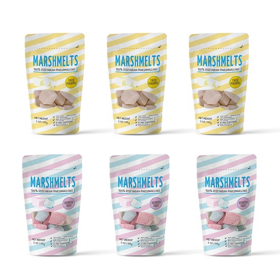 Assorted Fruit & Cheese Pineapple | 60 grams x 6 Packs | Veg Marshmallow | Marshmelts