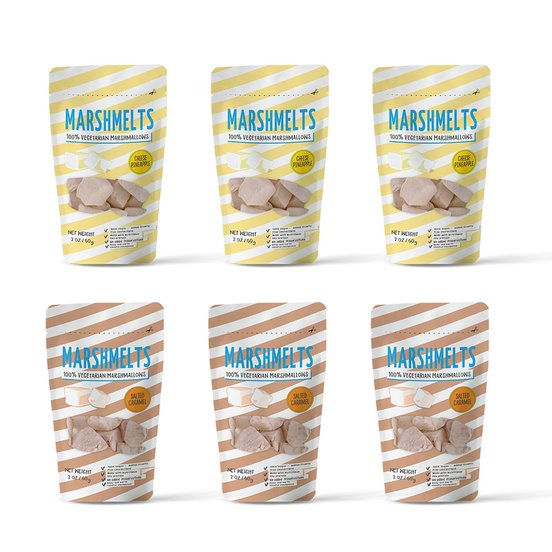 Salted Caramel & Cheese Pineapple | 60 grams x 6 Packs | Veg Marshmallow | Marshmelts