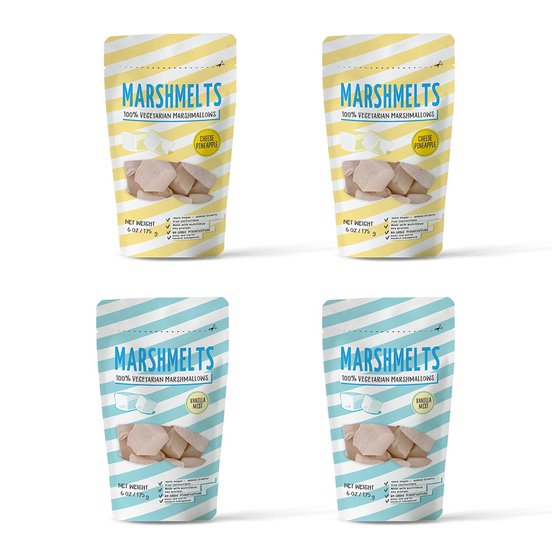 Cheese Pineapple & Vanilla Mist | 175 grams x 4 Packs | Veg Marshmallow | Marshmelts