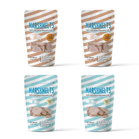 Salted Caramel & Vanilla Mist | 175 grams x 4 Packs | Veg Marshmallow | Marshmelts