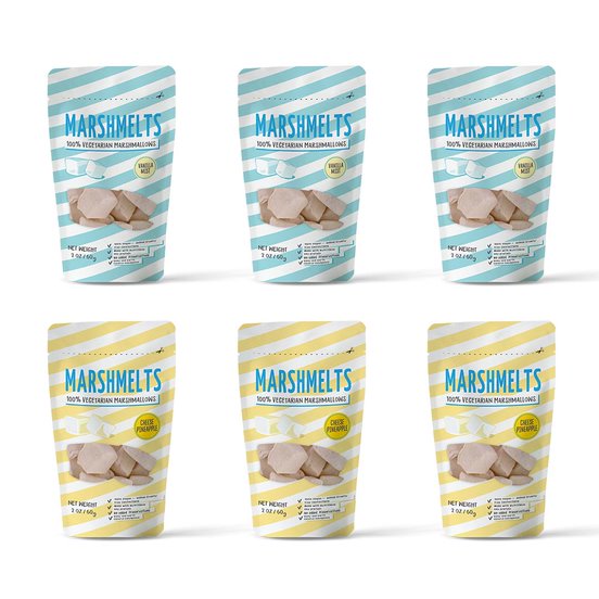 Cheese Pineapple & Vanilla Mist | 60 grams x 6 Packs | Veg Marshmallow | Marshmelts