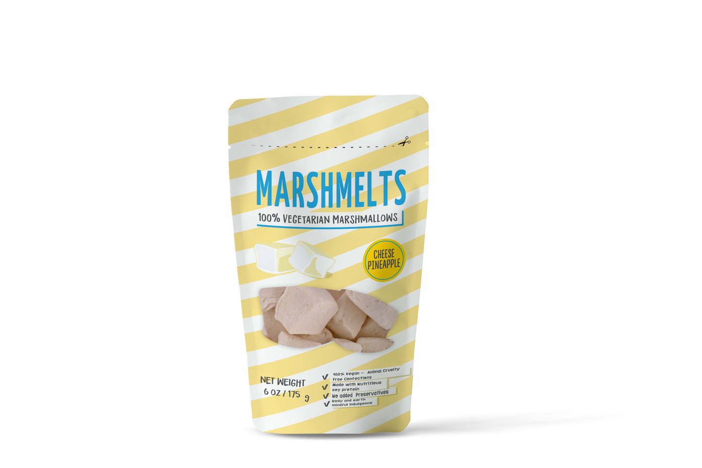 Assorted Fruit & Cheese Pineapple | 175 grams x 4 Packs | Veg Marshmallow | Marshmelts