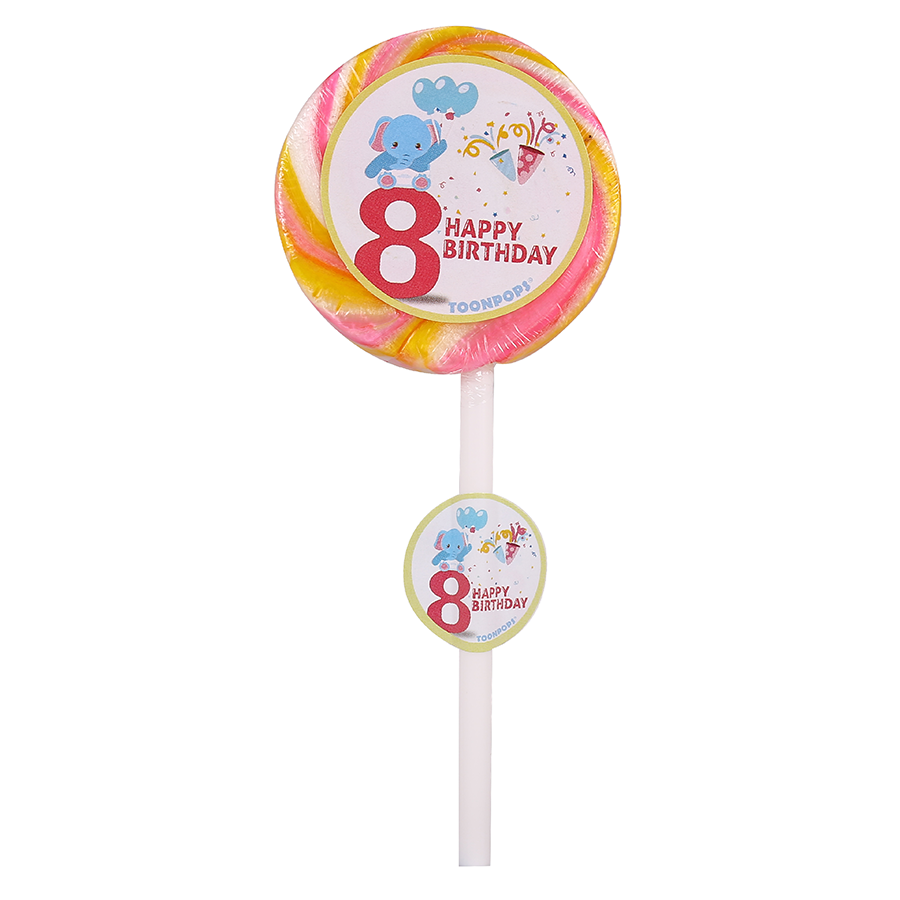 8th Birthday Pack | Cartoon Lollipops | Pack  of 60 | Toonpops