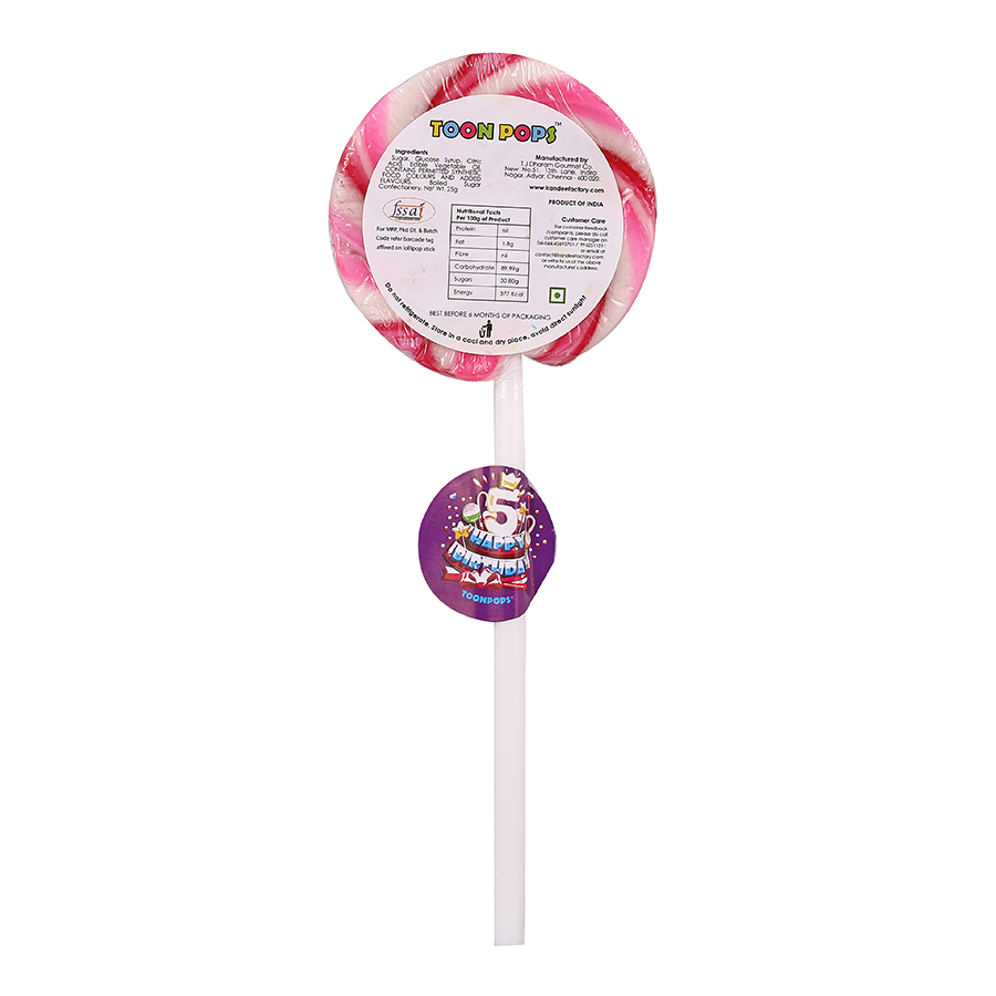 5th Birthday Pack | Cartoon Lollipops | Pack  of 60 | Toonpops