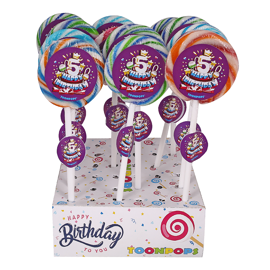5th Birthday Pack | Cartoon Lollipops | Pack  of 60 | Toonpops