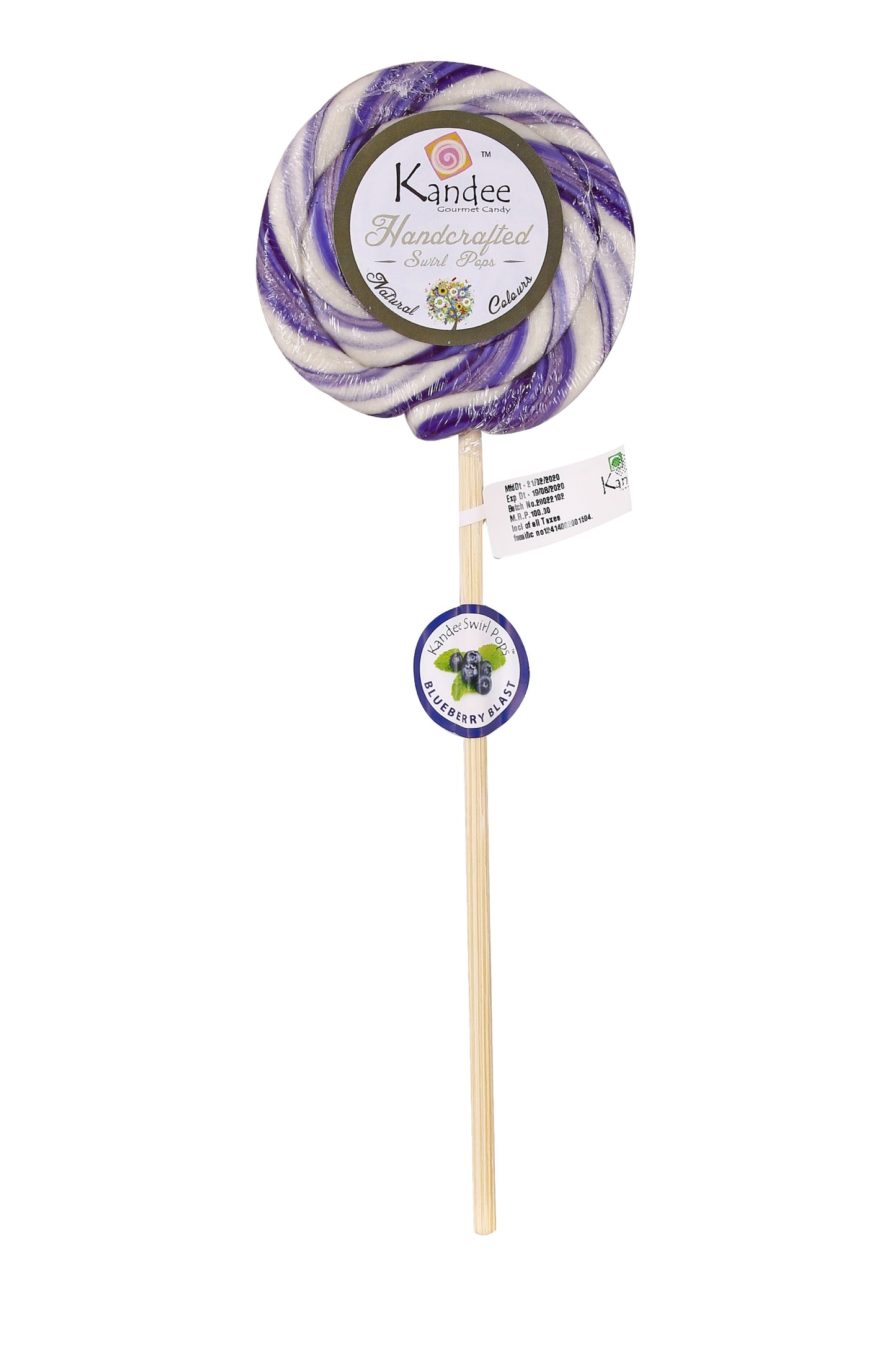 Kandee Swirl Pop - Blueberry Blast - 3" Round - Pack of 6 Pops