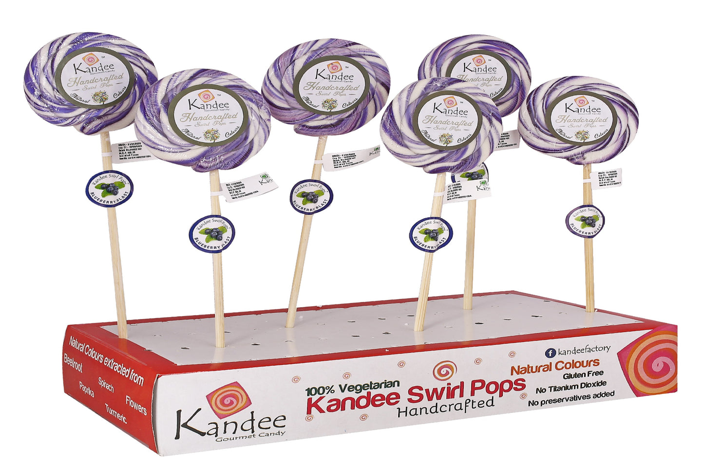 Kandee Swirl Pop - Blueberry Blast - 3" Round - Pack of 6 Pops