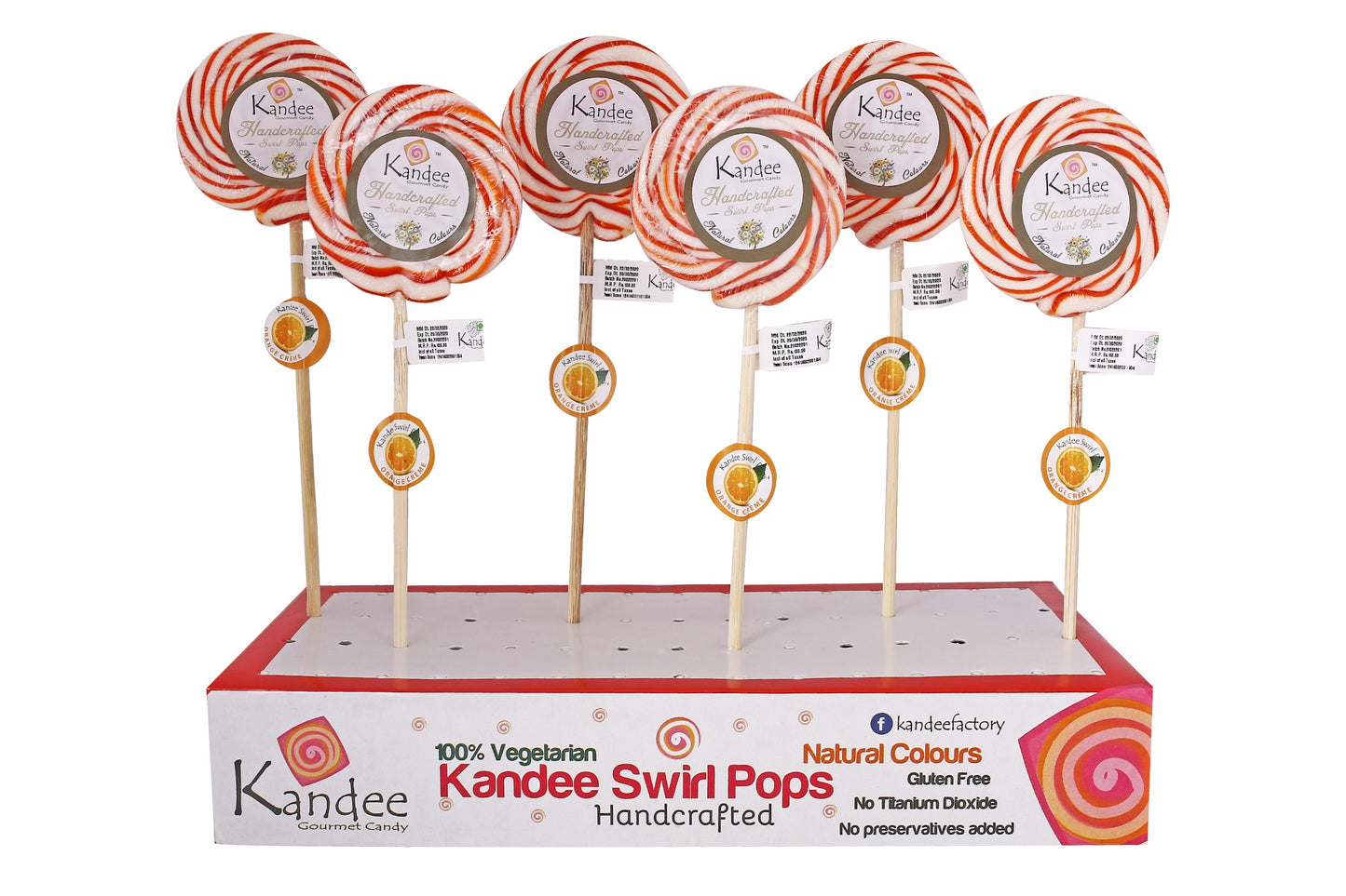 Kandee Swirl Pop - Orange Creme - 3" Round - Pack of 6 Pops