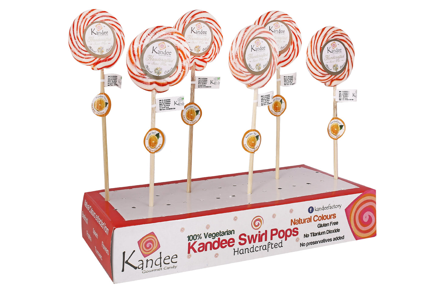 Kandee Swirl Pop - Orange Creme - 3" Round - Pack of 6 Pops