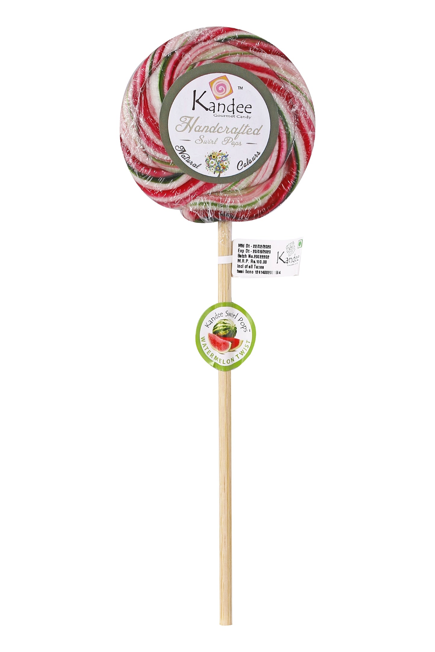 Kandee Swirl Pop - Watermelon Twist  - 3" Round - Pack of 6 Pops