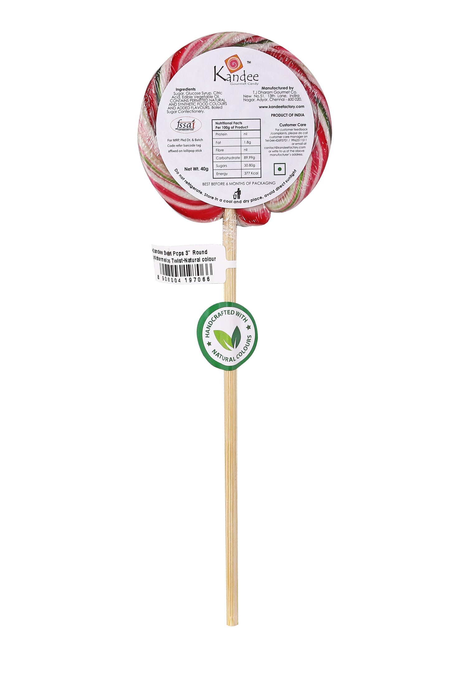 Kandee Swirl Pop - Watermelon Twist - 3" Round - Pack of 6 Pops