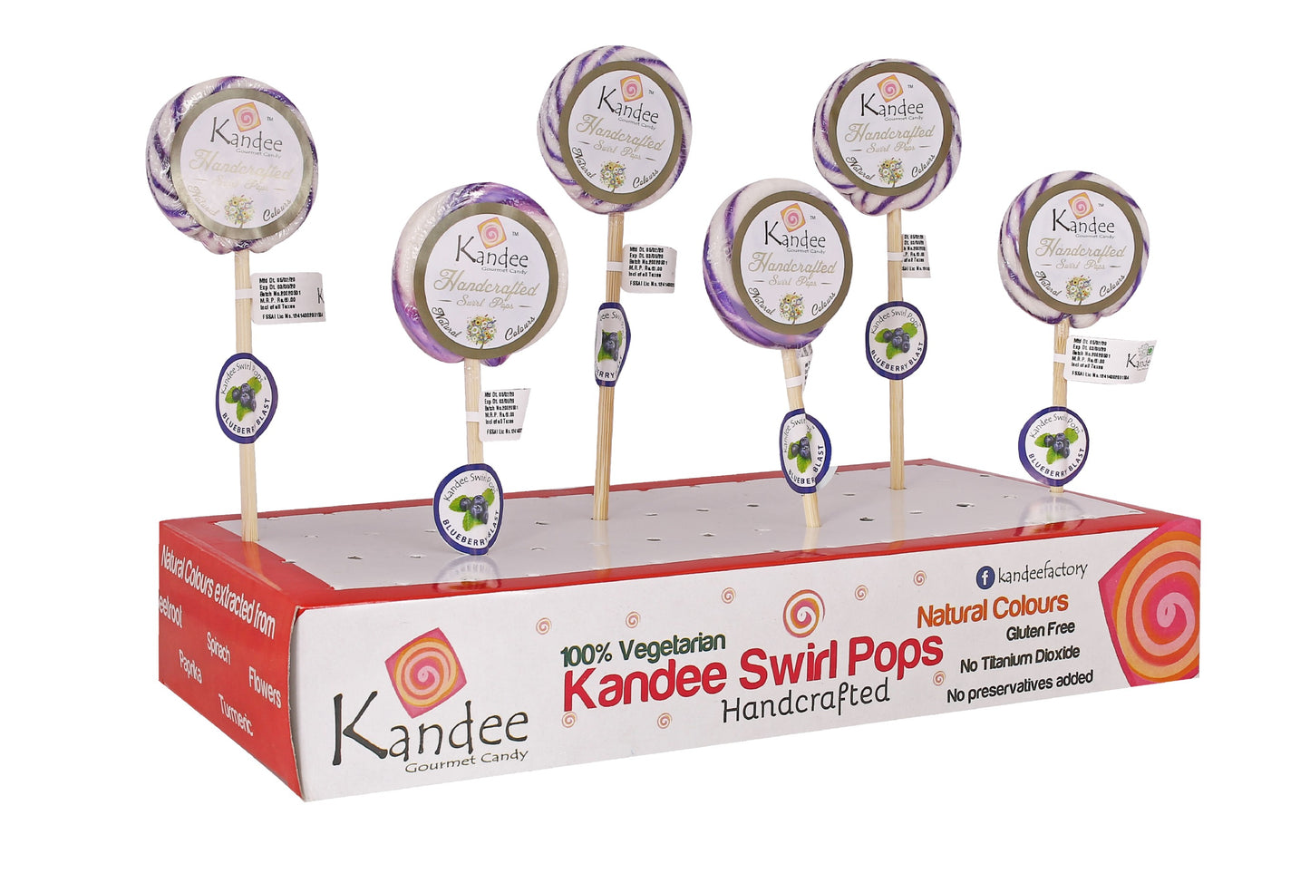 Kandee Swirl Pop - Blueberry Blast - 2.25" Round - Pack of 6 Pops