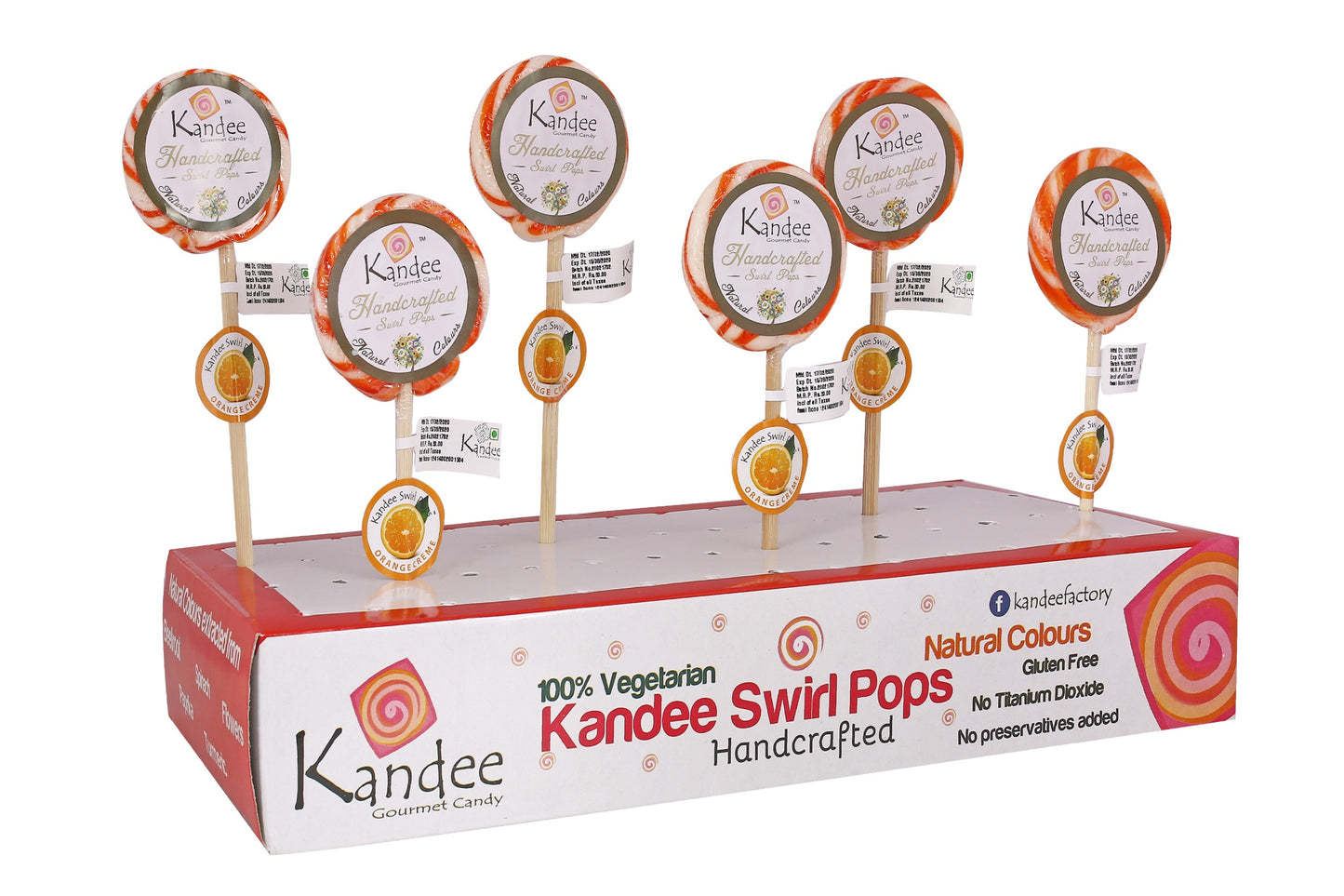 Kandee Swirl Pop - Orange Creme - 2.25" Round - Pack of 6 pops