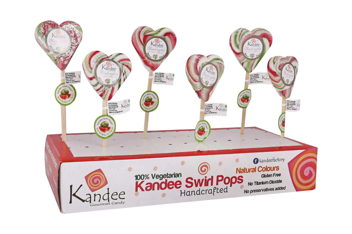 Kandee Sweet Heart - Watermelon - Pack of 6 Pops