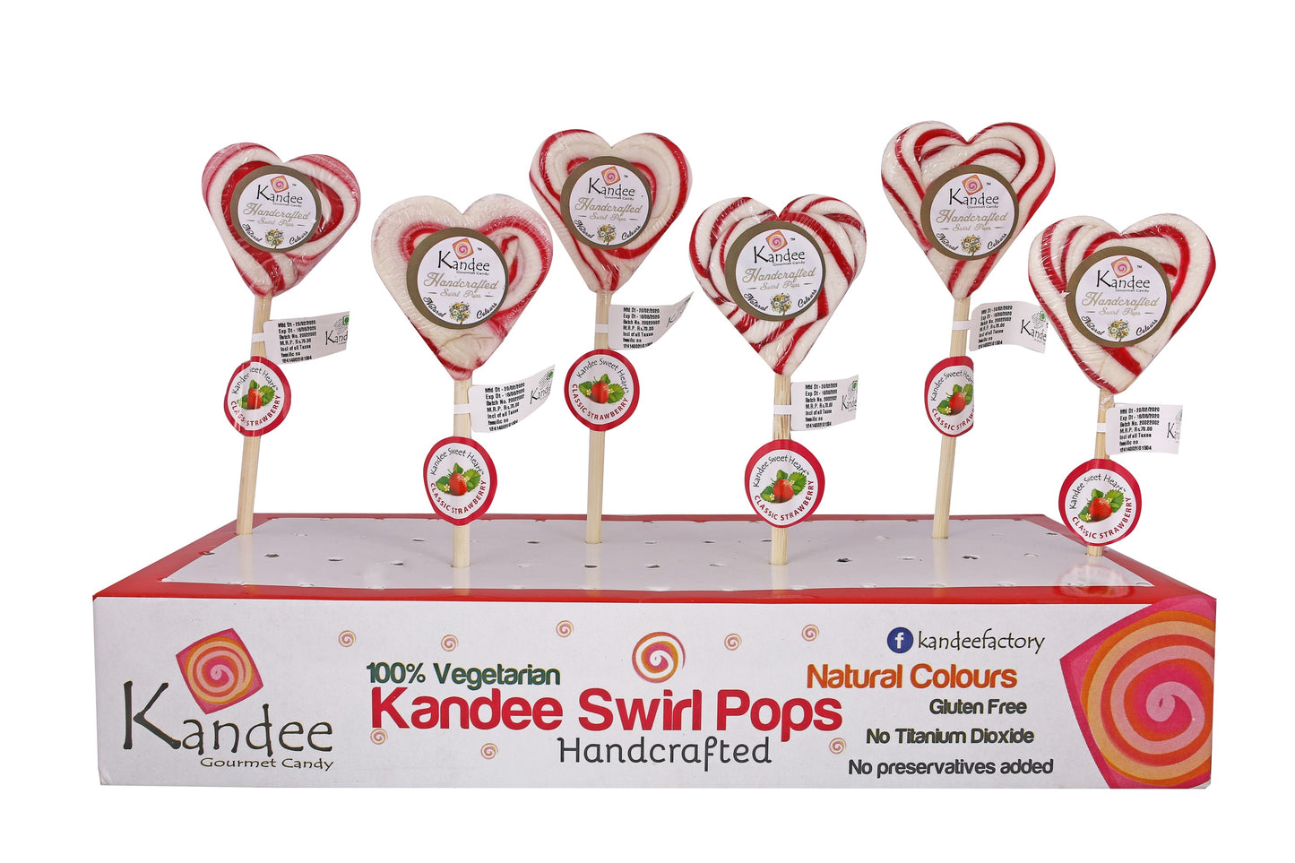 Kandee Sweet Heart - Classic Strawberry - Pack of 6 Pops