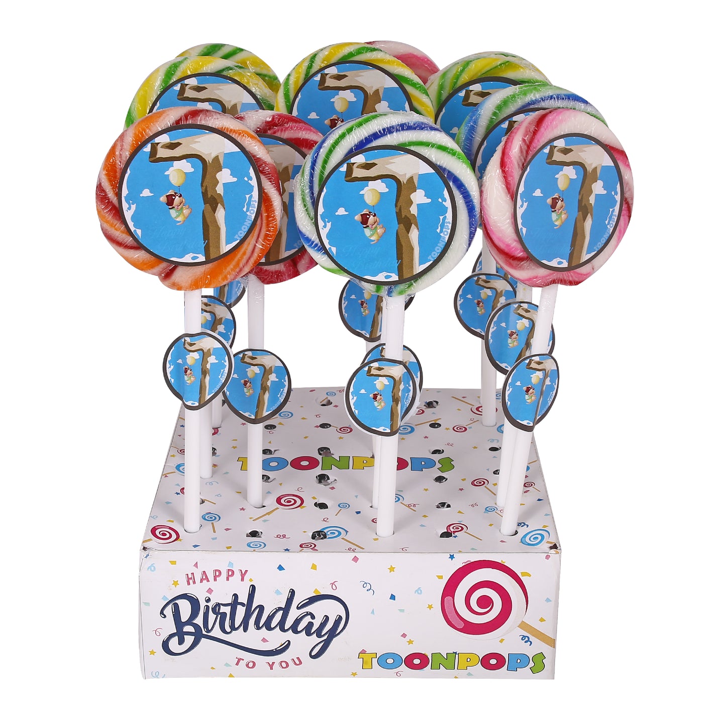 7th Birthday Pack | Cartoon Lollipops | Pack of 60 | Toonpops