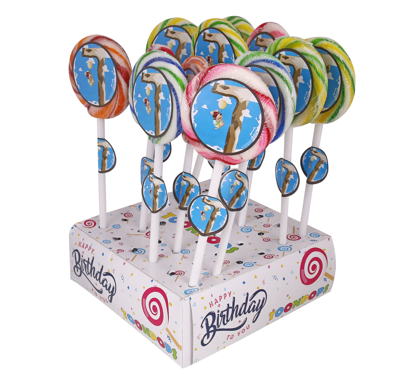 7th Birthday Pack | Cartoon Lollipops | Pack of 60 | Toonpops