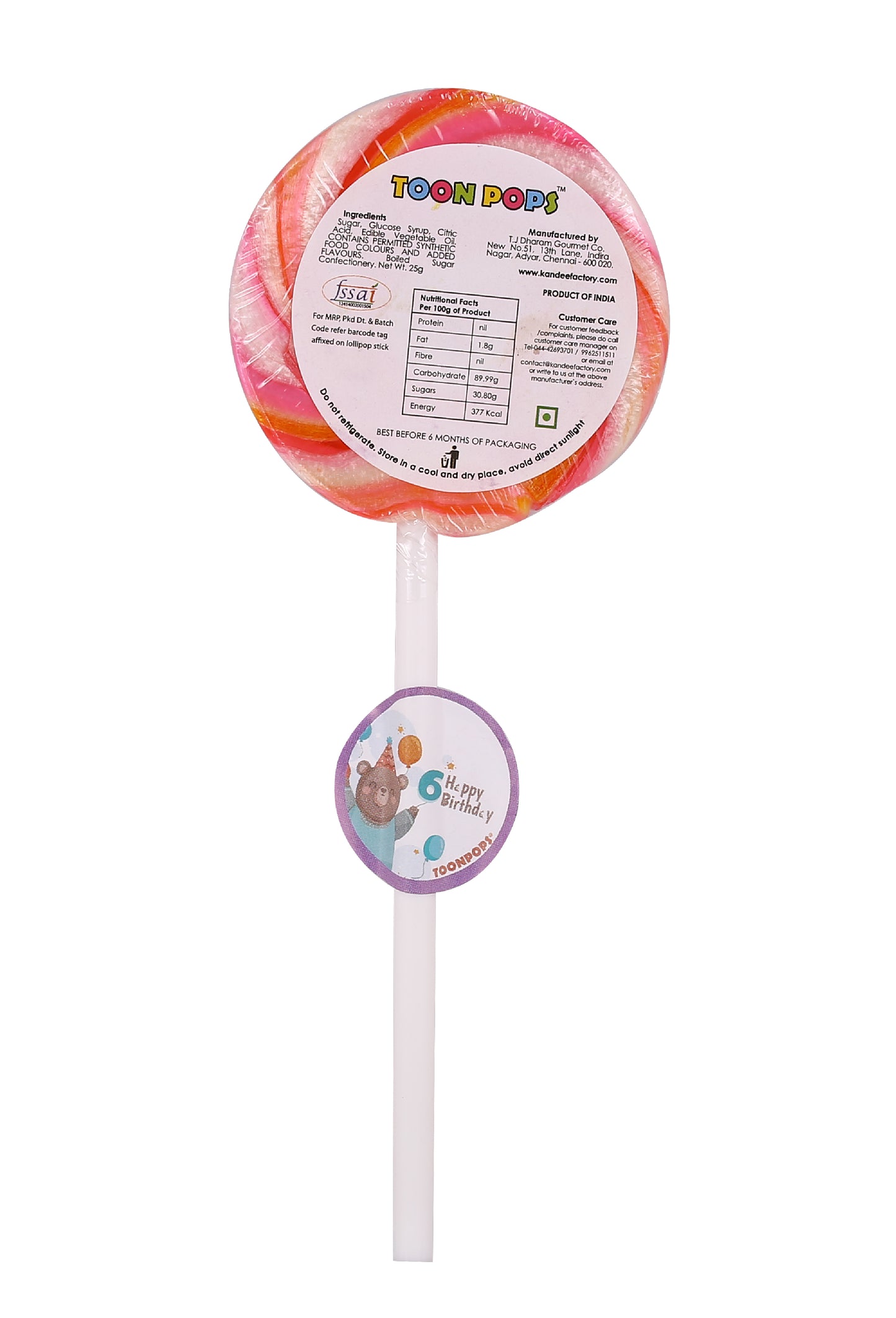 6th Birthday Pack | Cartoon Lollipops | Pack  of 60 | Toonpops