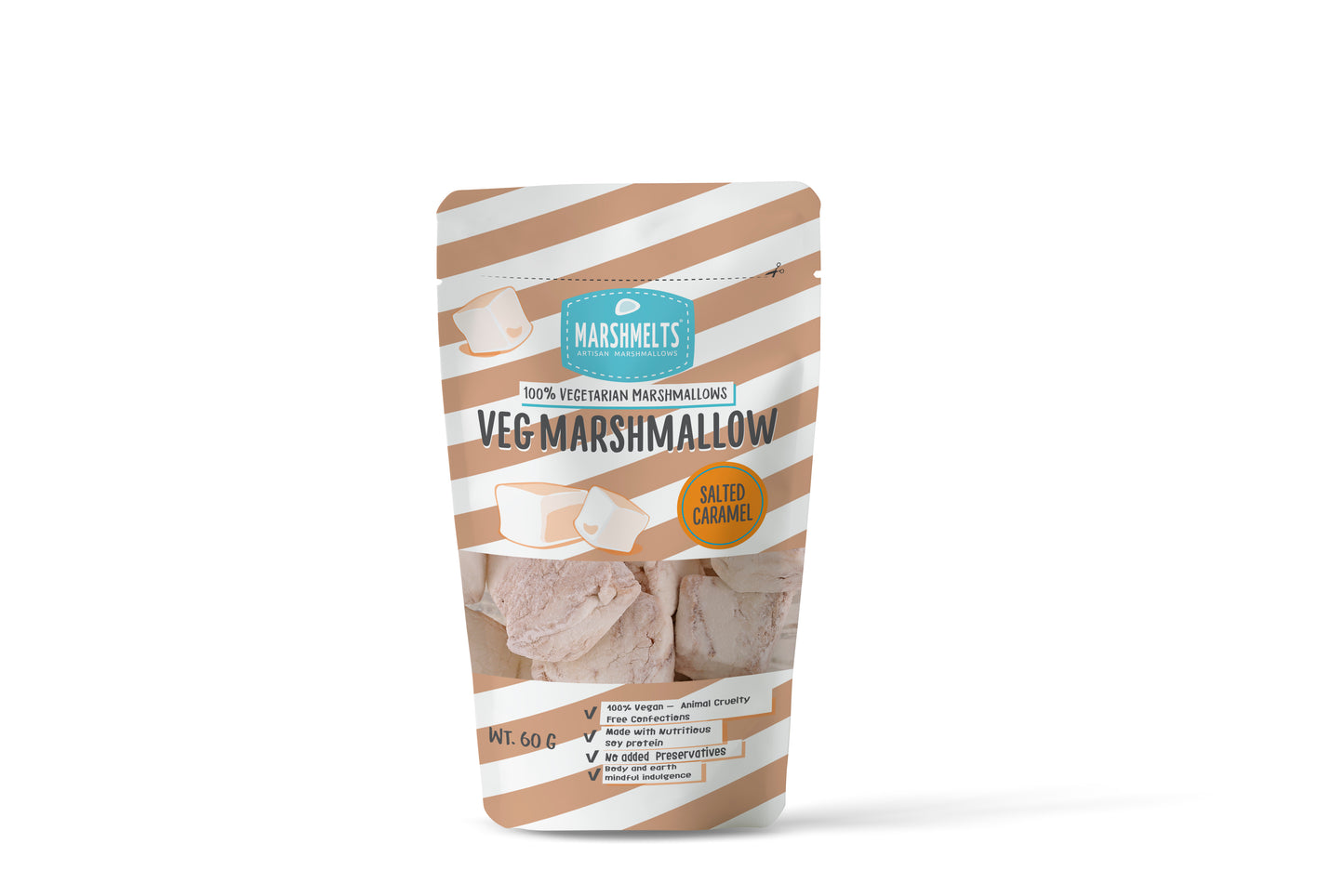 Salted Caramel & Vanilla Mist | 60 grams x 6 Packs | Veg Marshmallow | Marshmelts