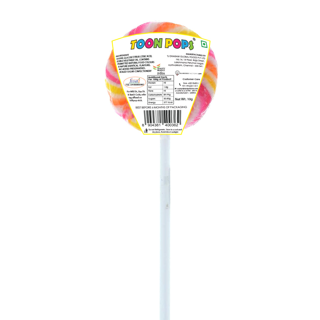 Assorted Fruit | Cartoon Lollipops | Pack  of 12 | Toonpops