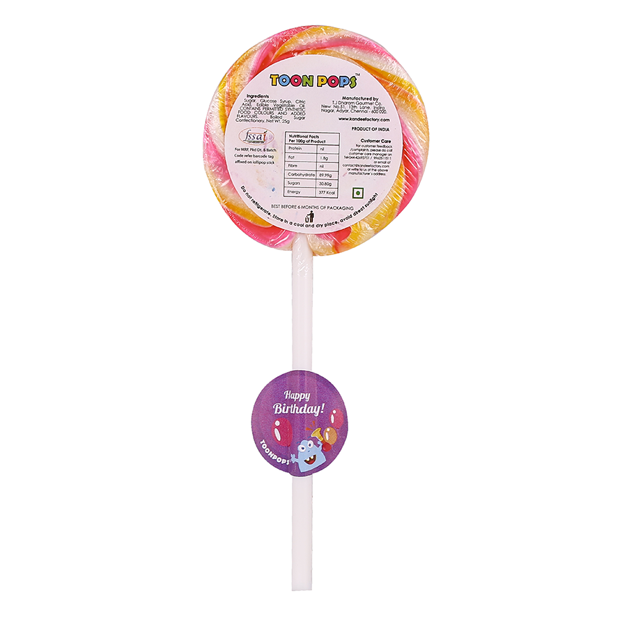 Happy Birthday Pack | Cartoon Lollipops | Pack  of 60 | Toonpops