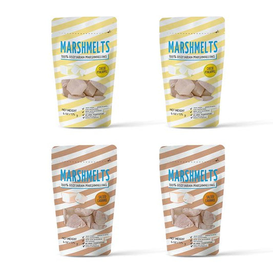 Cheese Pineapple & Salted Caramel | 175 grams x 4 Packs | Veg Marshmallow | Marshmelts