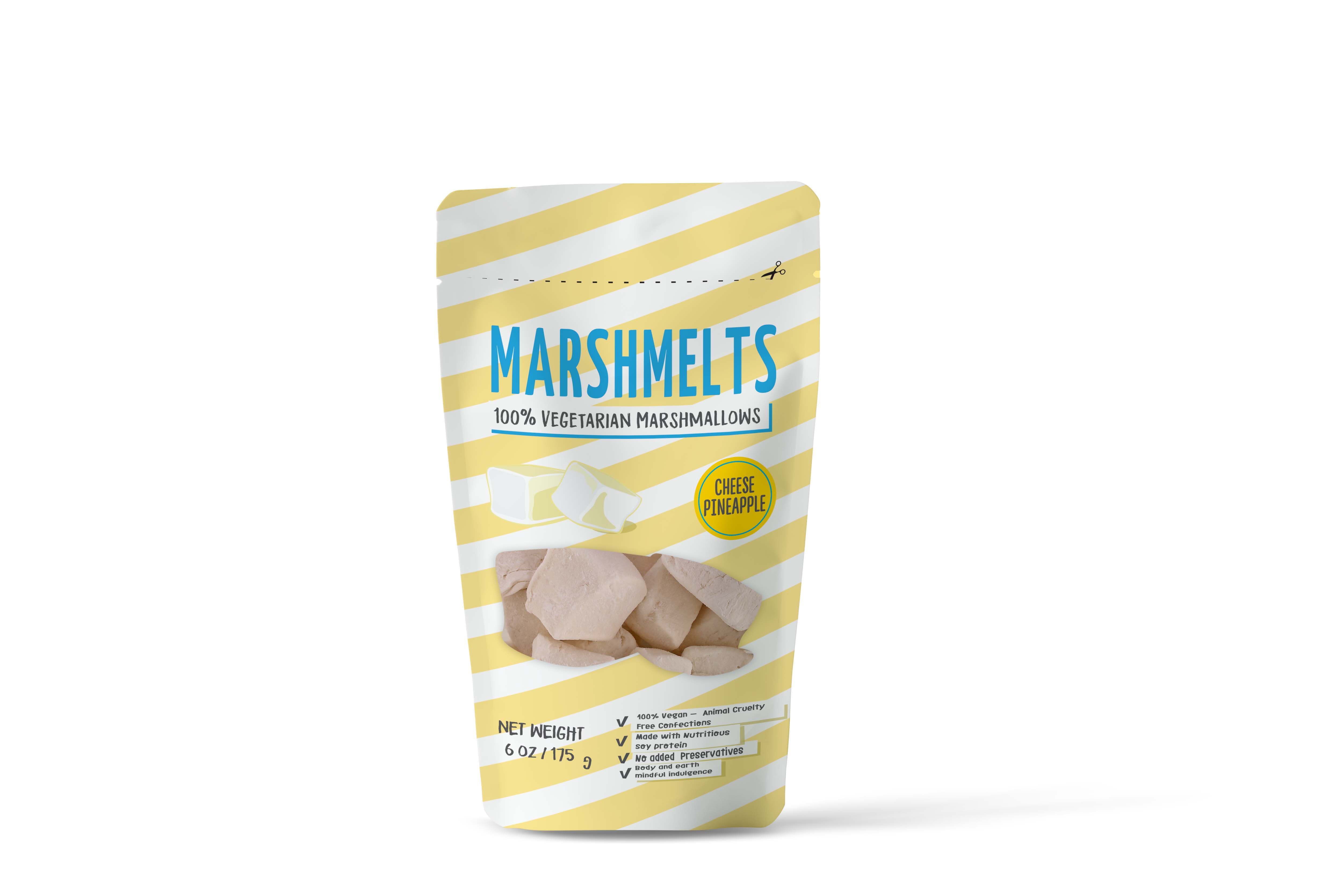 Cheese Pineapple & Vanilla Mist | 175 grams x 4 Packs | Veg Marshmallow | Marshmelts