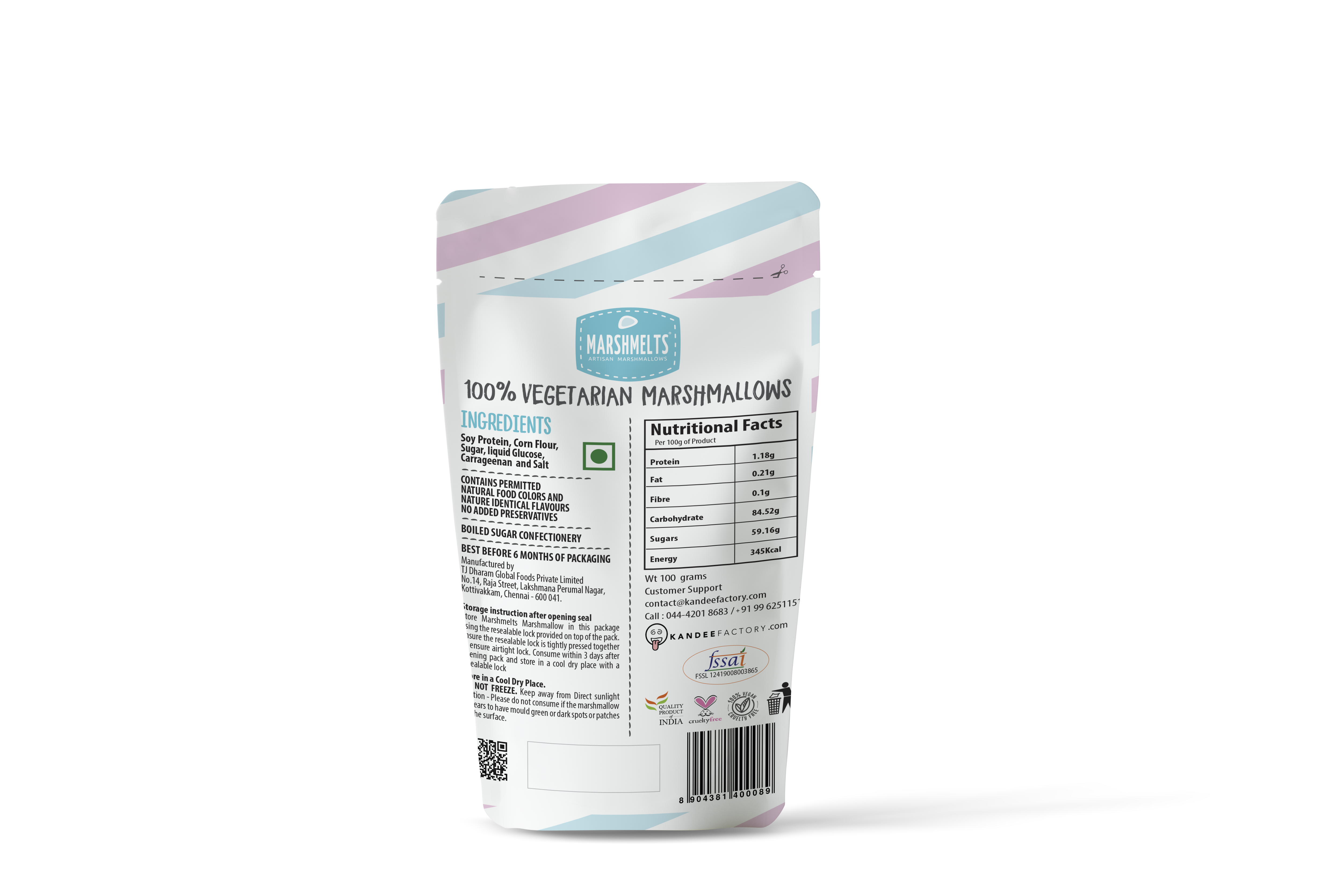 VEG MINI MARSHMALLOWS ASSORTED FRUIT-100g