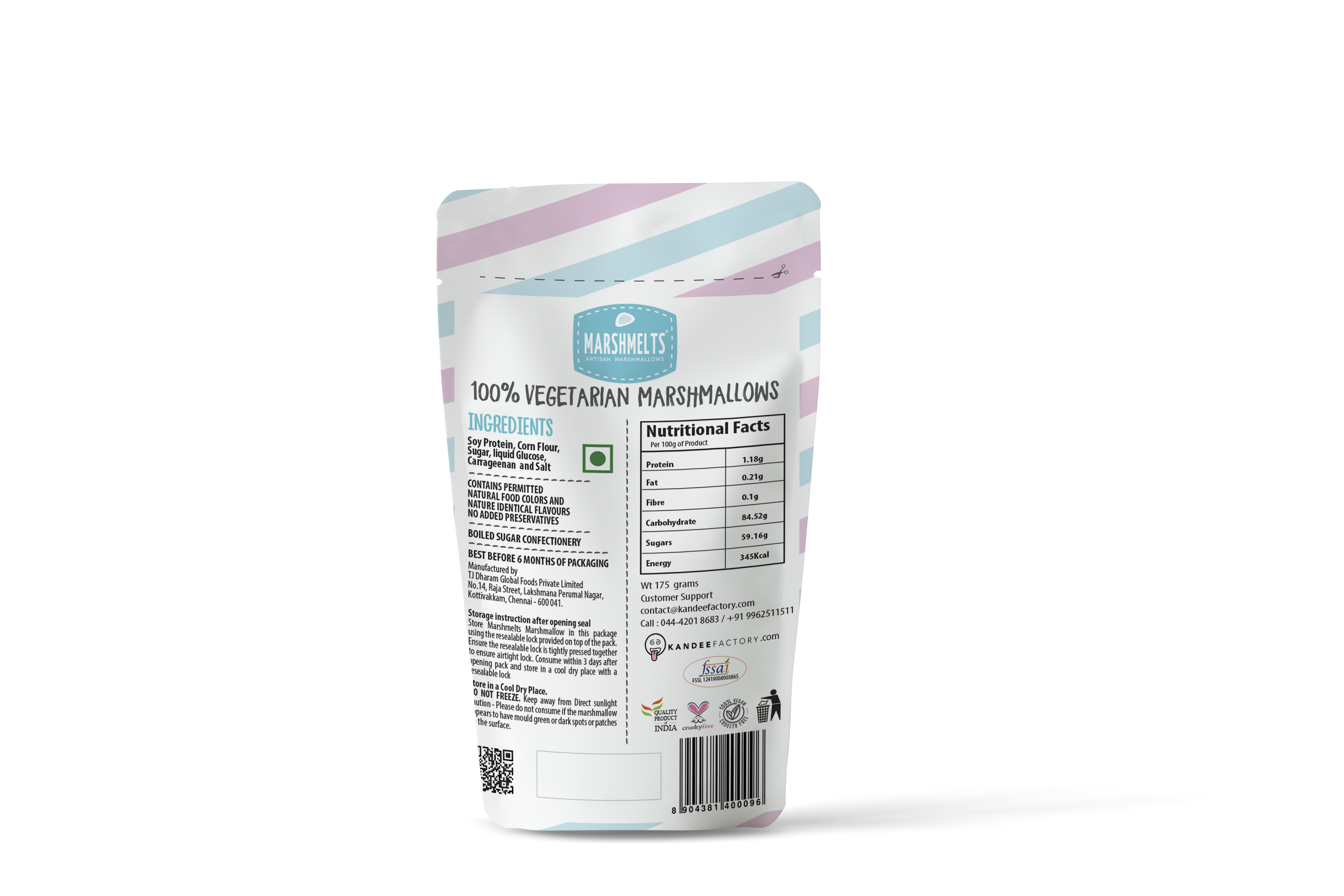 VEG MINI MARSHMALLOWS ASSORTED FRUIT-175g