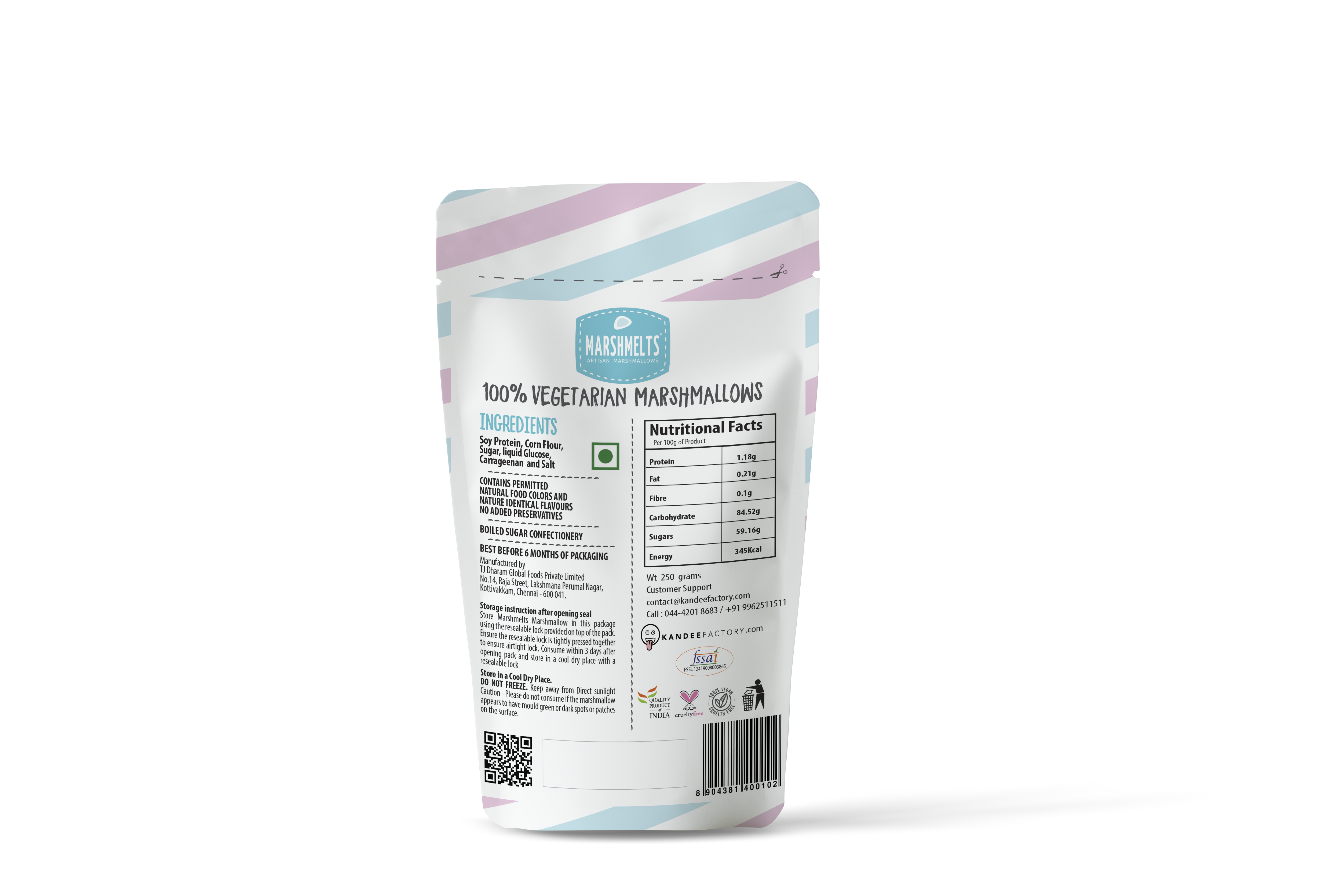 VEG MINI MARSHMALLOWS ASSORTED FRUIT-250g