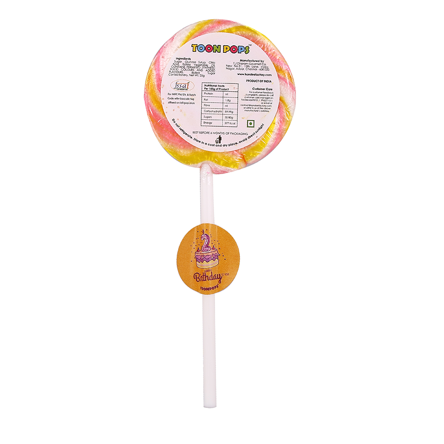 2nd Birthday Pack | Cartoon Lollipops | Pack  of 60 | Toonpops