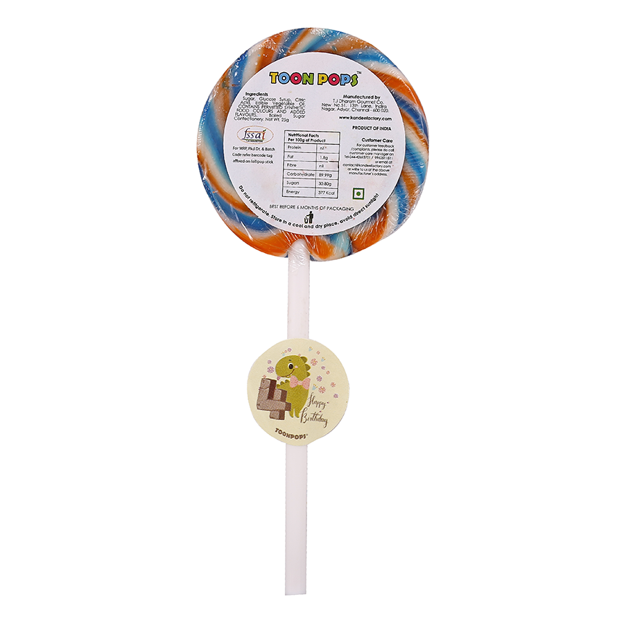 4th Birthday Pack | Cartoon Lollipops | Pack  of 60 | Toonpops