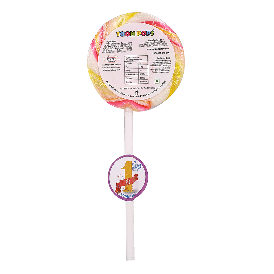 1st Birthday Pack | Cartoon Lollipops | Pack  of 60 | Toonpops