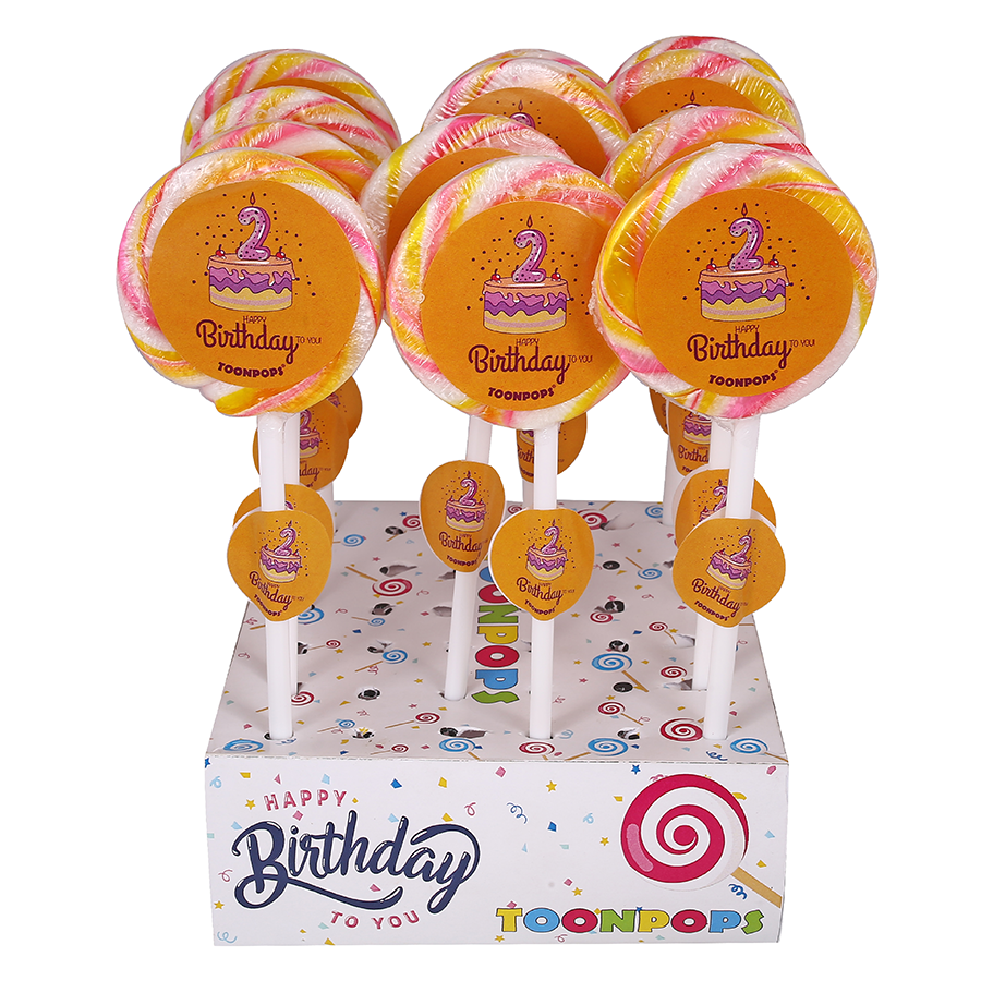 2nd Birthday Pack | Cartoon Lollipops | Pack  of 60 | Toonpops