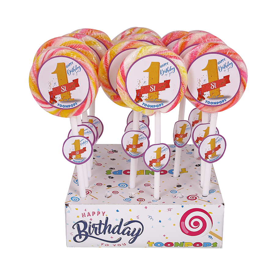 1st Birthday Pack | Cartoon Lollipops | Pack  of 60 | Toonpops