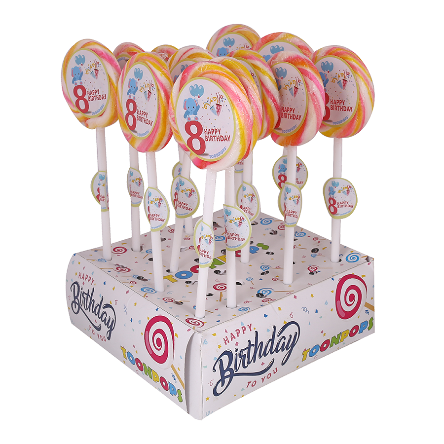 8th Birthday Pack | Cartoon Lollipops | Pack  of 60 | Toonpops