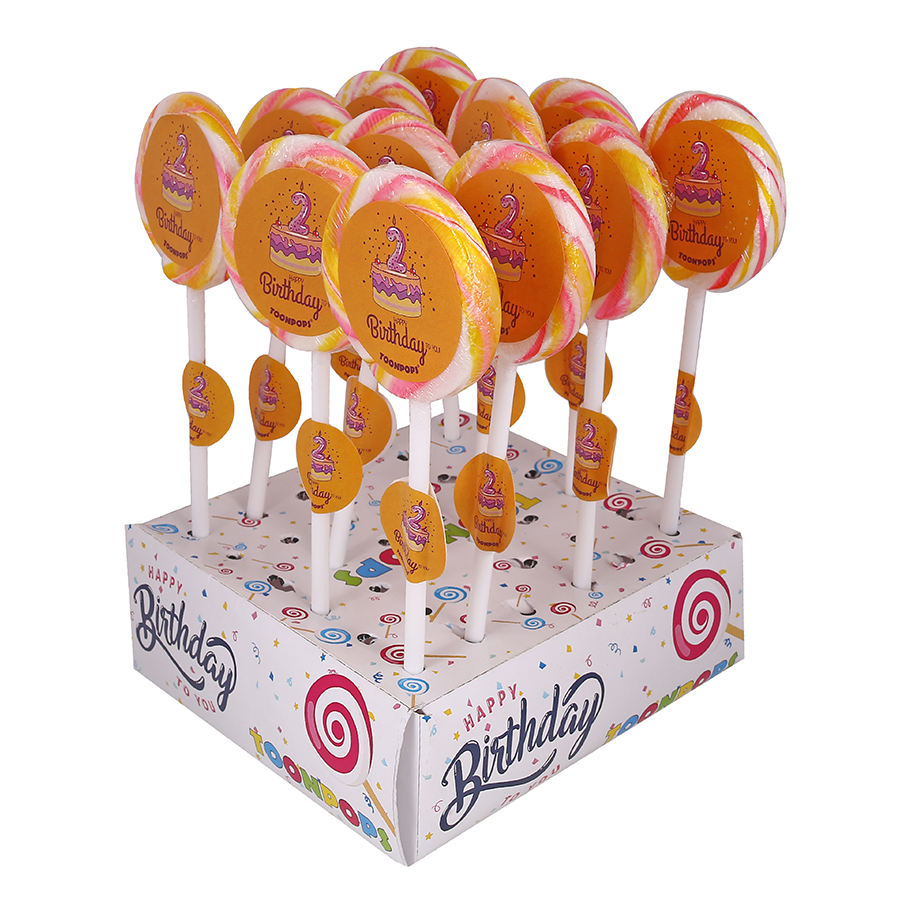 2nd Birthday Pack | Cartoon Lollipops | Pack  of 60 | Toonpops