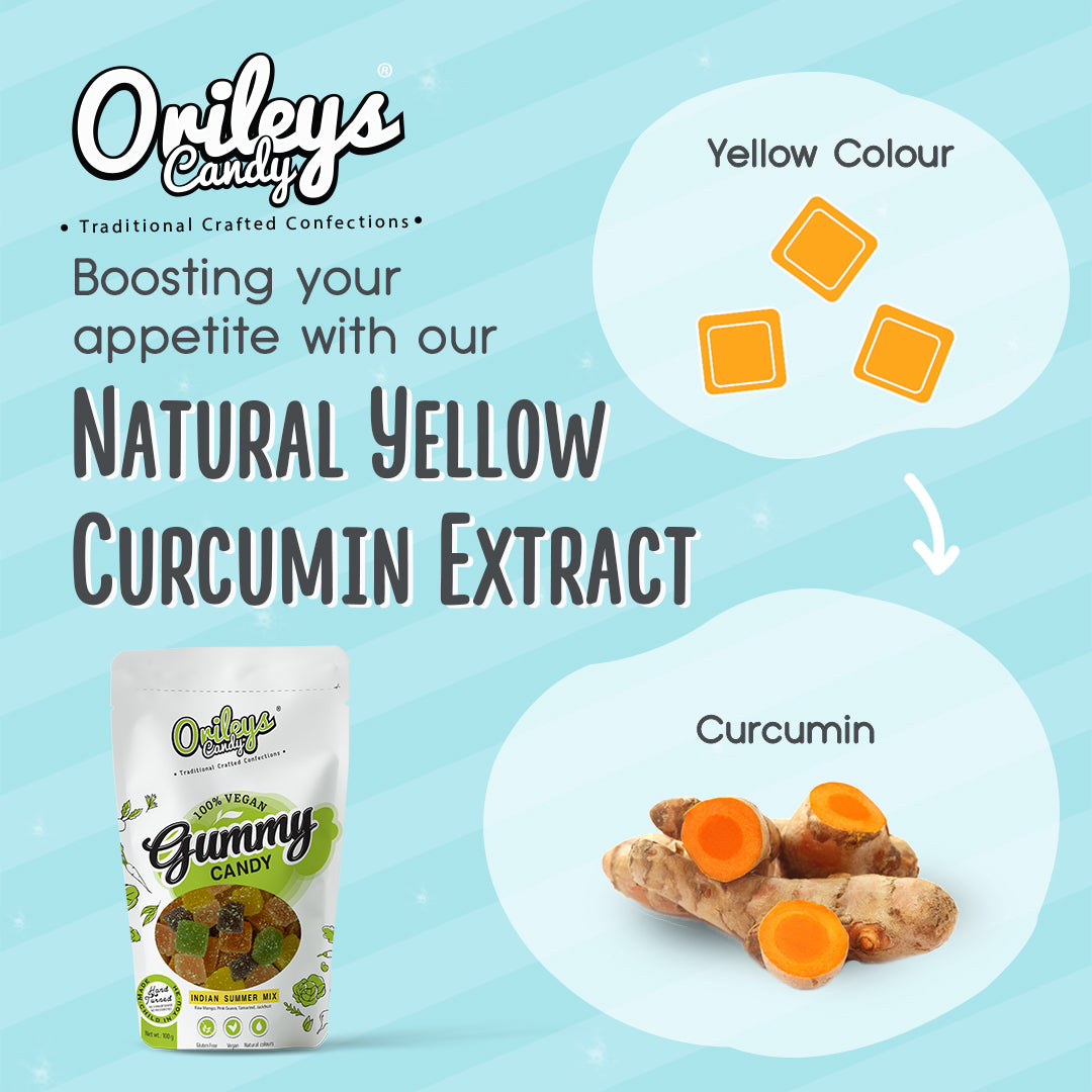Orileys Vegan Natural  Gummy Candy - Indian Summer Mix Flavour Cubes -250g