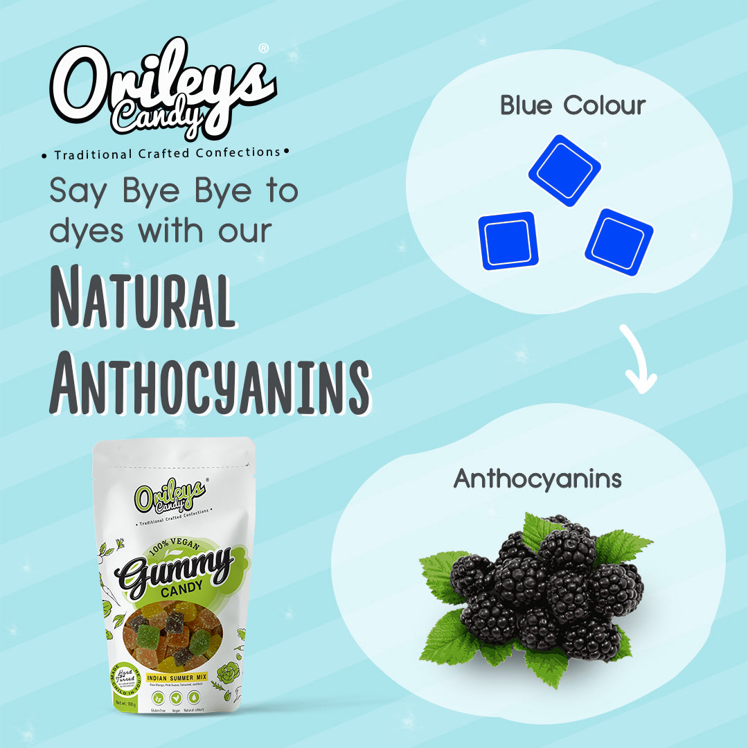 Orileys Vegan Natural  Gummy Candy - Indian Summer Mix Flavour Cubes -250g