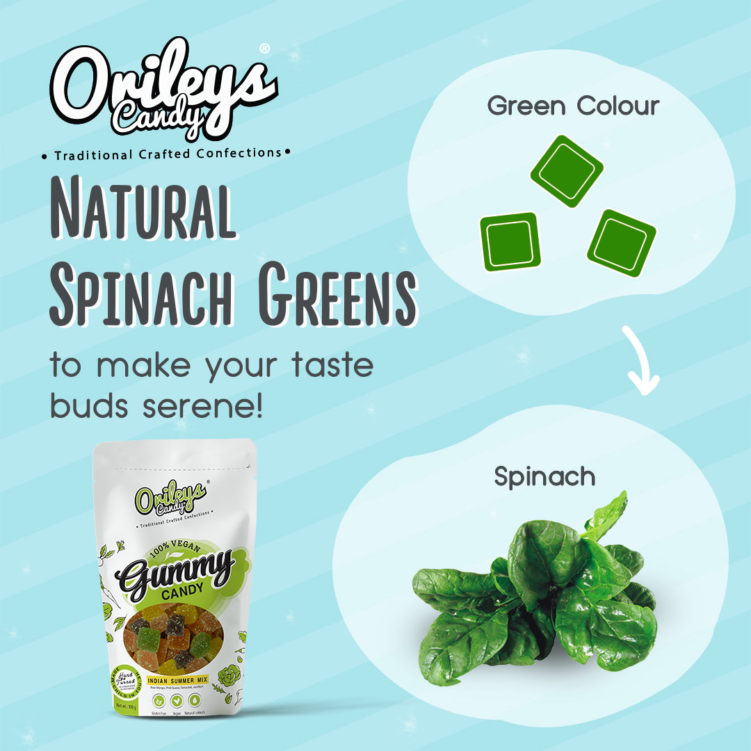 Orileys Vegan Natural  Gummy Candy - Indian Summer Mix Flavour Cubes -250g