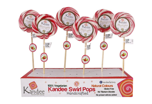 Kandee Swirl Pop - Classic Strawberry - 3" Round - Pack of 6 Pops