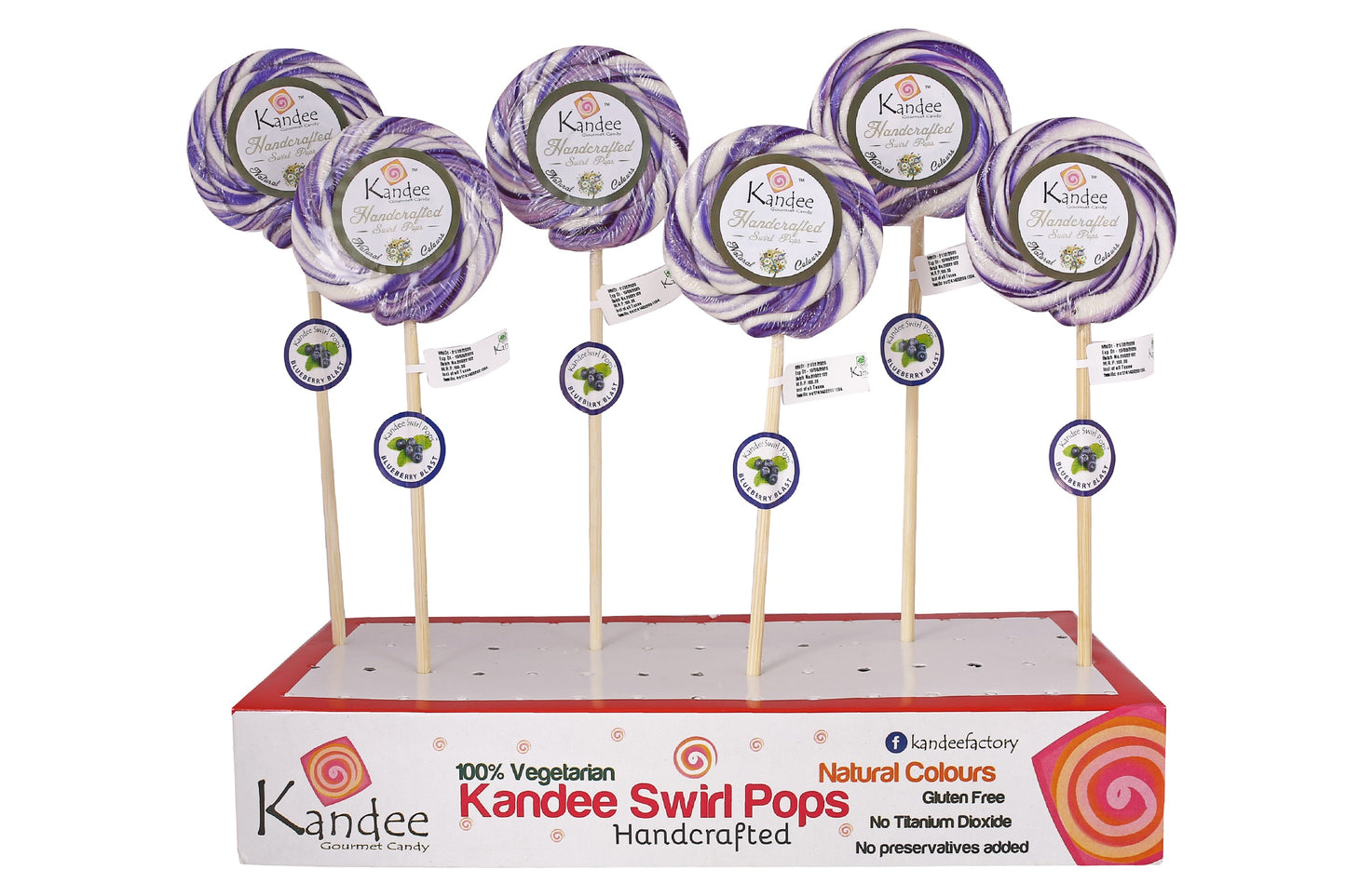 Kandee Swirl Pop - Blueberry Blast - 3" Round - Pack of 6 Pops