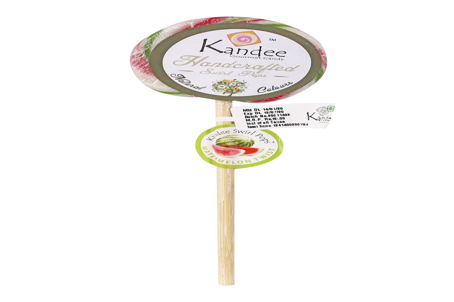 Kandee Swirl Pop - Watermelon Twist- 2.25" Round - Pack of 6 pops