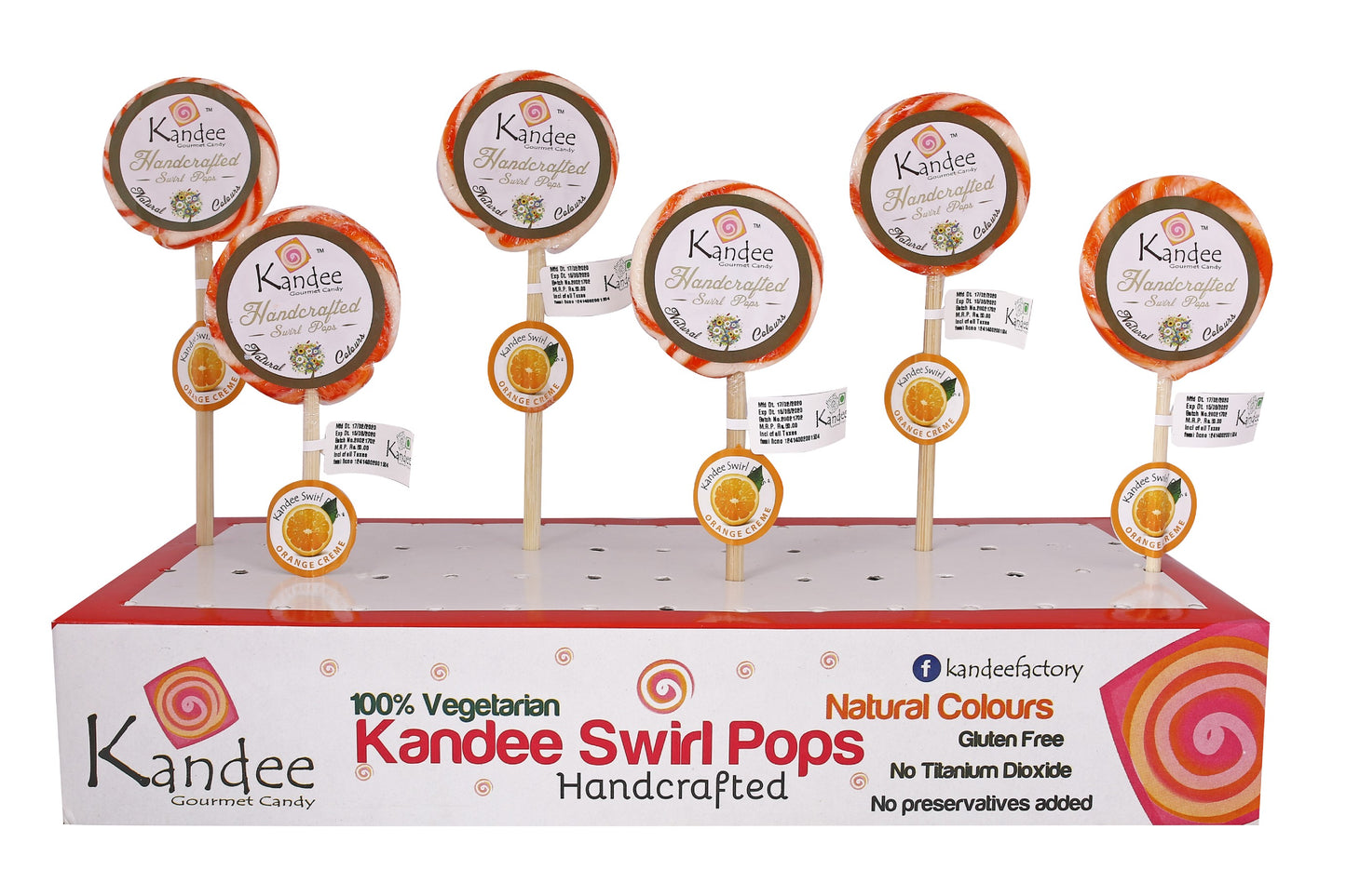Kandee Swirl Pop - Orange Creme - 2.25" Round - Pack of 6 pops