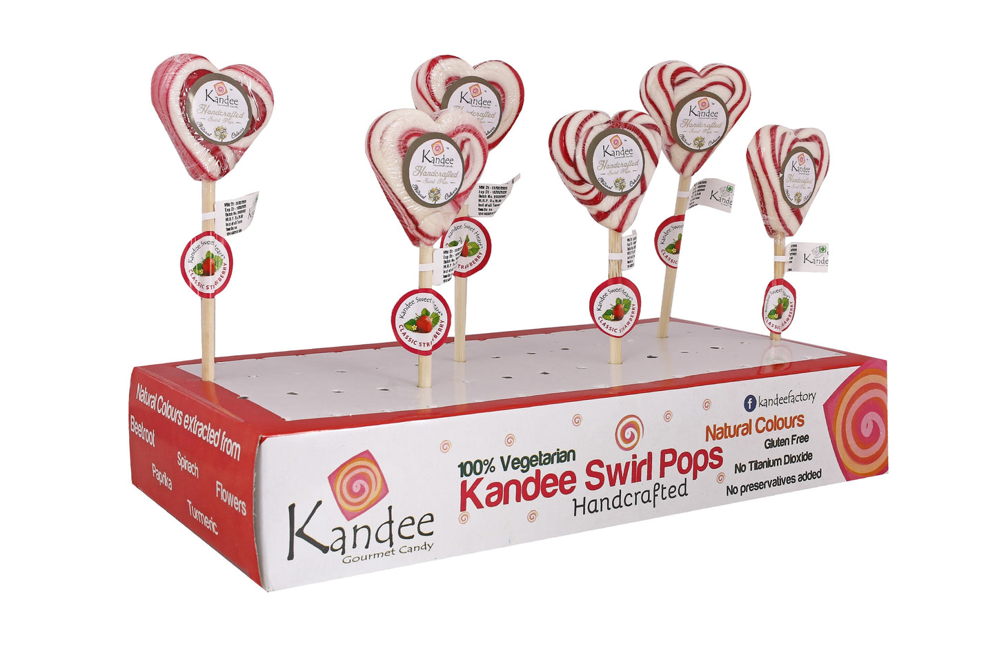 Kandee Sweet Heart - Classic Strawberry - Pack of 6 Pops