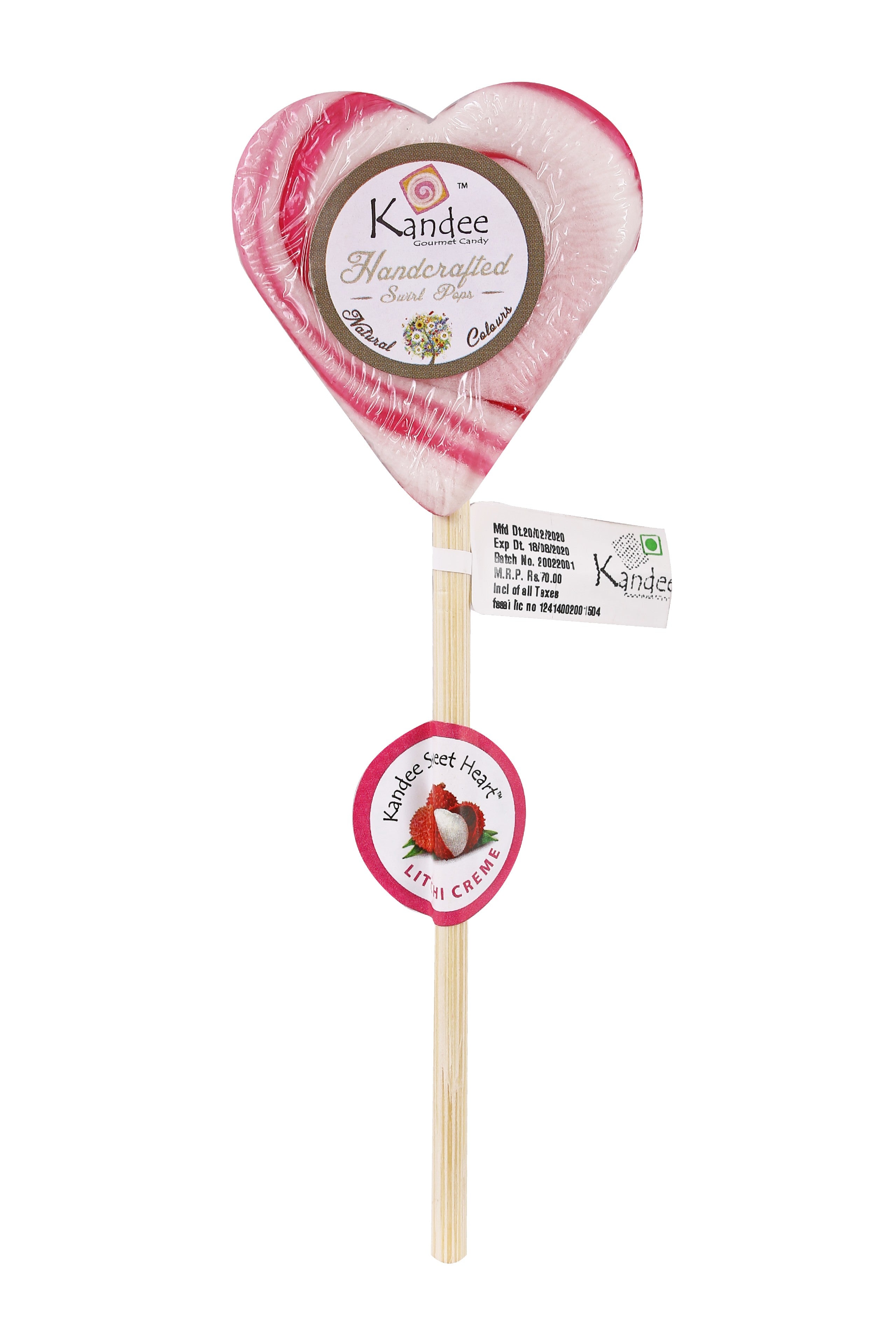 Kandee Sweet Heart - Litchi - Pack of 6 Pops