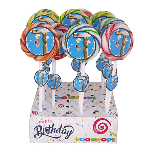 7th Birthday Pack | Cartoon Lollipops | Pack  of 60 | Toonpops